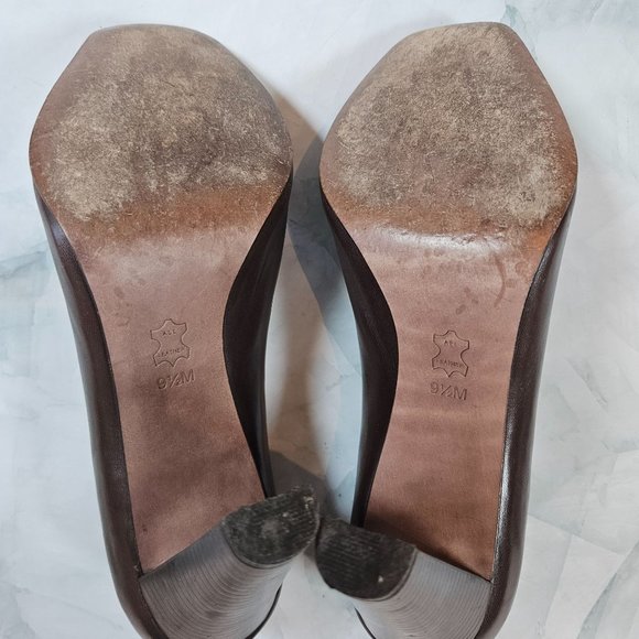 J. Vincent brown leather peep toe pumps, size 9.5 - Picture 7 of 7